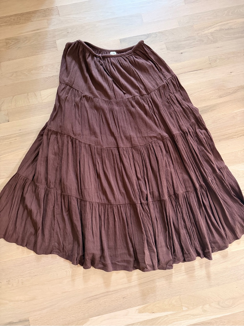 aerie Chocolate Brown Tiered Maxi Skirt